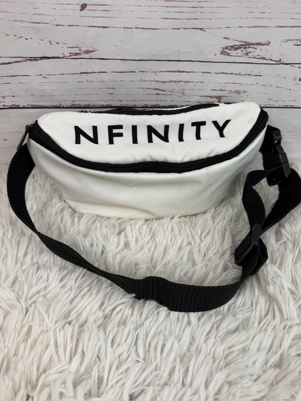 NFINITY White Belt Bag with Black Strap and Logo
